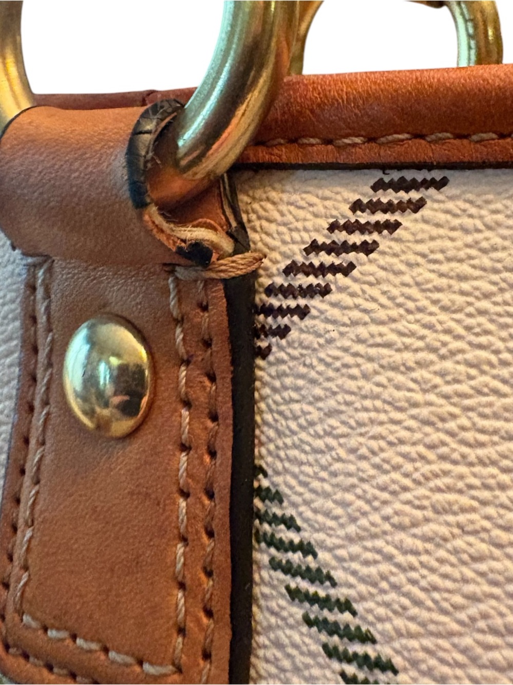Coach Peyton Tattersall Leather Beige Plaid Pattered Logo Tote F21863 - Picture 6 of 14